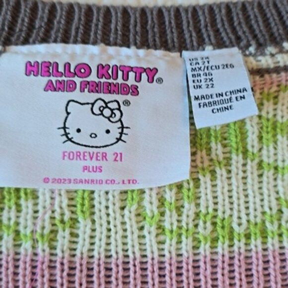 Hello Kitty & Friends Keroppi Sweater Vest Size 2X Pink Grey Green V Neckline - Picture 4 of 14
